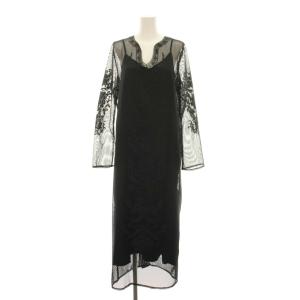 FLORA EMBROIDERY MESH DRESS 刺繍メッシュドレス ワンピース ロング 長袖 M