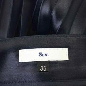 sov. 23AW サテン 変形 プリーツスカート ロング スカート 36 ネイビー 紺 0302-350-223
