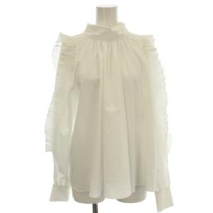 22AW フリルブラウス シャツ ハイネック 長袖 F 白 ホワイト RWFT225023 /G