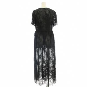 Diagram 24AW シースルーレースドロストワンピース ロング 花柄 半袖 ワンピース 36 黒 ブラック 03243