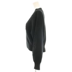 GRACE CONTINENTAL 22AW コード刺繍ニットカーディガン ジップアップ 長袖 36 黒 ブラック 0122353037 /HN