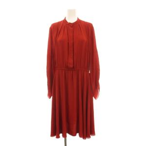 シフォンシャツワンピース シルク 38 レッド