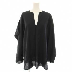 シャツ ブラウス キーネック 長袖 ウール 1 濃紺 ダークネイビー SNW-295 /YT