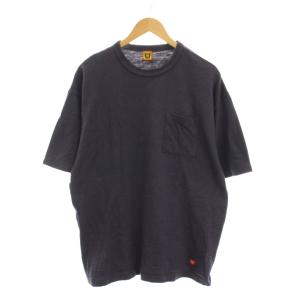 Tシャツ カットソー 2XL 紺 ネイビー 半袖 ラウンドネック 胸ポケット /YM