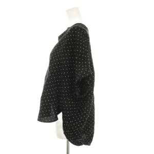 JOURNAL STANDARD 24SS レーヨン麻ノーカラースキッパーブラウス シャツ プルオーバー 半袖 F 黒 ブラック ドット