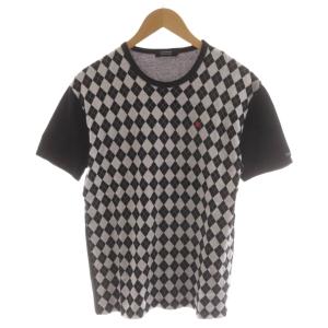 Tシャツ カットソー 半袖 アーガイル柄 3 グレー 黒 ブラック /AN44