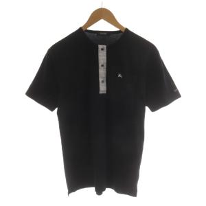 Tシャツ カットソー 半袖 ヘンリーネック 3 黒 ブラック /AN58