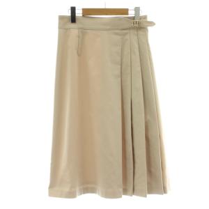 19SS スカート 38 ベージュ プリーツ切替 ベルト付き 無地 /DU