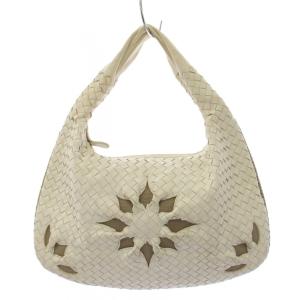 BOTTEGA VENETA イントレチャート ホーボー ハンドバッグ レザー ホワイト 115653