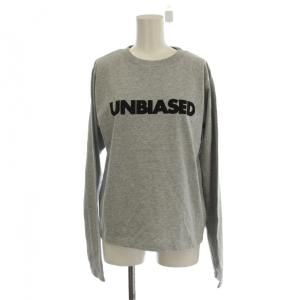 25SS UNBIASED Tシャツ グレー 長袖 ラウンドネック ロングスリーブ ロゴプリント/LP