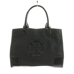 Ella トートバッグ ハンドバッグ ロゴ ナイロン エナメル 黒 ブラック /KU