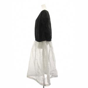 nest Robe ドッキングシアーワンピース ロング 半袖 F 黒 ブラック グレー 01242-1513 /YT