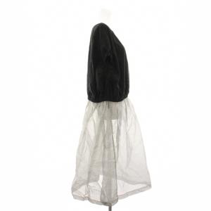 nest Robe ドッキングシアーワンピース ロング 半袖 F 黒 ブラック グレー 01242-1513 /YT