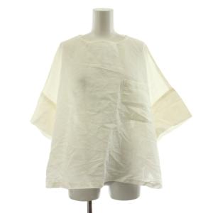 コットンラミーブロードTブラウス Tシャツ 五分袖 F 白 ホワイト 01253-1127 /KU