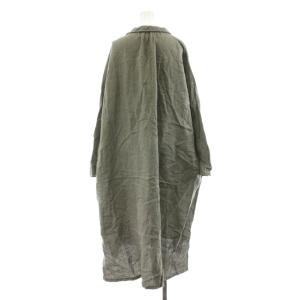 nest Robe 天然染めラッフルスモックドレス ワンピース ロング マキシ 長袖 麻 リネン F グレー 01233-1045