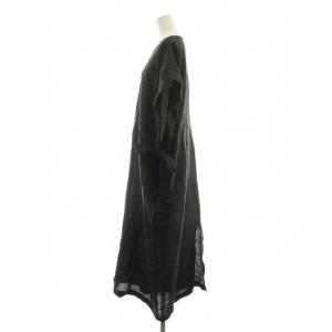 nest Robe リボンボリュームワンピース リネン F ブラック 01242-1514