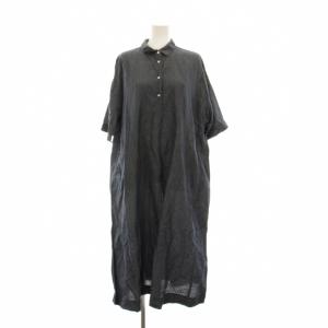 シャツ ワンピース ロング ストライプ 半袖 F 紺 /YM