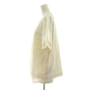Leilian ブラウス 13+ LL ベージュ パンチングレース 半袖 スカラップレース /DU