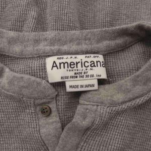 AMERICANA ヘンリーネックシャツ カットソー グレー 長袖 ワッフル生地 /RR