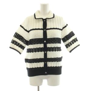 25SS EARLY SM ポロニット カットソー 半袖 ボーダー柄 紺 ネイビー 白 ホワイト 1518-299-1885