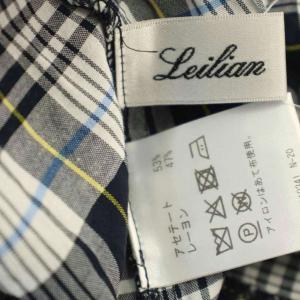 Leilian シャツ ブラウス 半袖 チェック柄 カットソー 13 ネイビー 紺 1502010 /G