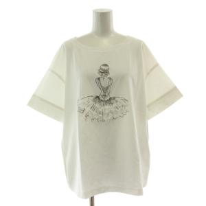 Tシャツ 17+ 4L 白 ホワイト 半袖 バレリーナ柄 立体装飾 /DU
