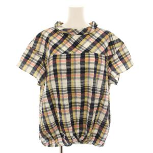 ホワイトレーベル WHITE LABEL シャツ ブラウス 半袖 チェック柄 大きいサイズ 17+ 白