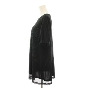Leilian ホワイトレーベル WHITE LABEL シャツ ブラウス 半袖 パフスリーブ 総柄 刺繍 大きいサイズ