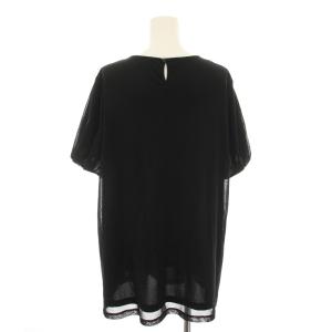 Leilian ホワイトレーベル WHITE LABEL シャツ ブラウス 半袖 パフスリーブ 総柄 刺繍 大きいサイズ