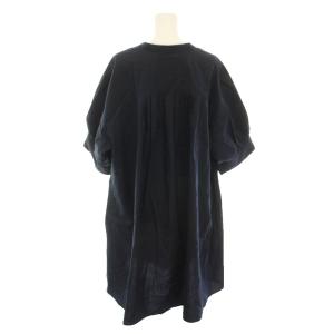 Leilian ワンピース ひざ丈 キーネック 半袖 大きいサイズ 13+ 紺 ネイビー AV-1501482 /YT