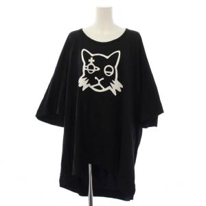 Tシャツ カットソー 半袖 ロング プリント 00 黒 16-12-311015 /BM