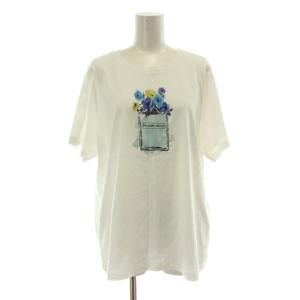Tシャツ 17+ 4L 白 ホワイト 花柄 半袖 ラウンドネック /DU