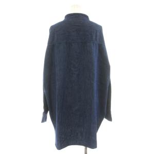 23区 DENIM ライトダンガリー ピンタック シャツ 長袖 バンドカラー 大きいサイズ 46 紺 ネイビー