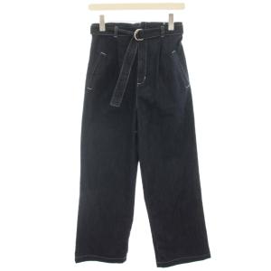 タグ付き 24SS ワイドデニムパンツ ジーンズ 麻 リネン混 36 紺 ネイビー JY-416312