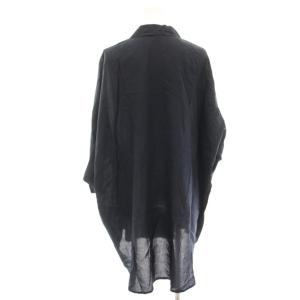 mizuiro ind mizuiroind ロングシャツ ブラウス 七分袖 ドルマンスリーブ 麻 リネン混 紺 ネイビー /HN