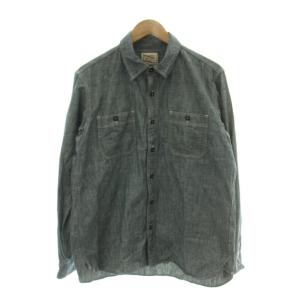 シャツ XL インディゴブルー 長袖 無地 レギュラーカラー /DU