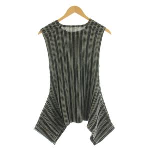 HOMME PLISSE ISSEY MIYAKE プリーツ ベスト プルオーバー ストライプ柄 ブラック ホワイト