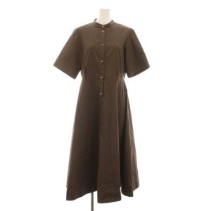 24AW TECH POPLIN ERESSA シャツワンピース ロング バンドカラー 半袖 40 茶