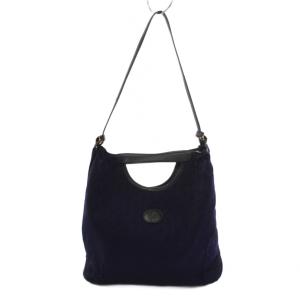 ショルダーバッグ ハンドバッグ 2WAY キャンバス レザー 紺 /BM OH