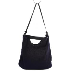 CELINE ショルダーバッグ ハンドバッグ 2WAY キャンバス レザー 紺 /BM OH