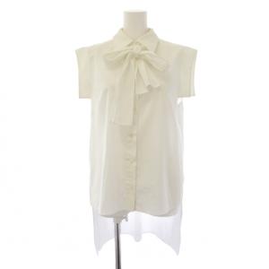 プレーンストレッチバックボウタイシャツ ブラウス ノースリーブ 38 白 531-2210605 /BM