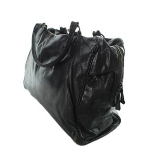 Yohji Yamamoto en cuir トートバッグ ブラック