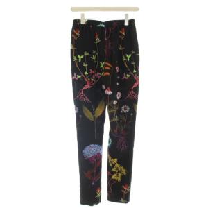 STELLA McCARTNEY 花柄 イージーパンツ シルク パンツ 38 黒 ブラック 202014DC420 /G