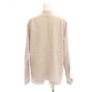 MARGARET HOWELL シャツ ブラウス シルク 2 ベージュ ストライプ柄 バンドカラー 長袖 /JP