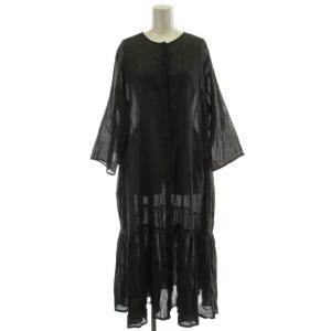 20SS ボタンフロントティアードドレス ワンピース F チャコールグレー 長袖 ロング丈 /GG