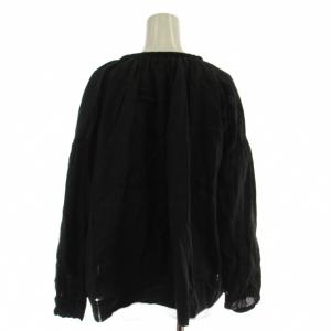 nest Robe シャツ ブラウス リネン 黒 長袖 Vネック /GG