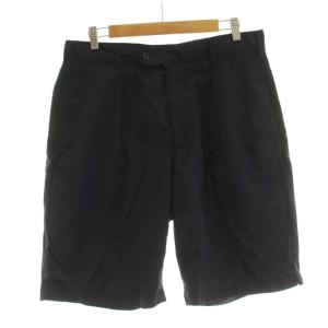 ハーフパンツ ショートパンツ タック ジップフライ ウール S 紺 ネイビー /KU