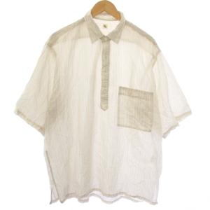 SS Pull Over シャツ ストライプ柄 半袖 ベージュ KS22SSH10 /TK