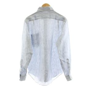 Loro Piana ボタンダウンシャツ カジュアルシャツ 長袖 ストライプ柄 麻 リネン 15.5/39 青 ブルー 白 ホワイト