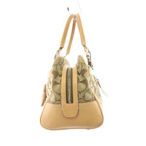 COACH シグネチャー ハンドバッグ キャンバス レザー チャーム タッセル付き ベージュ 8K05 /KU 40